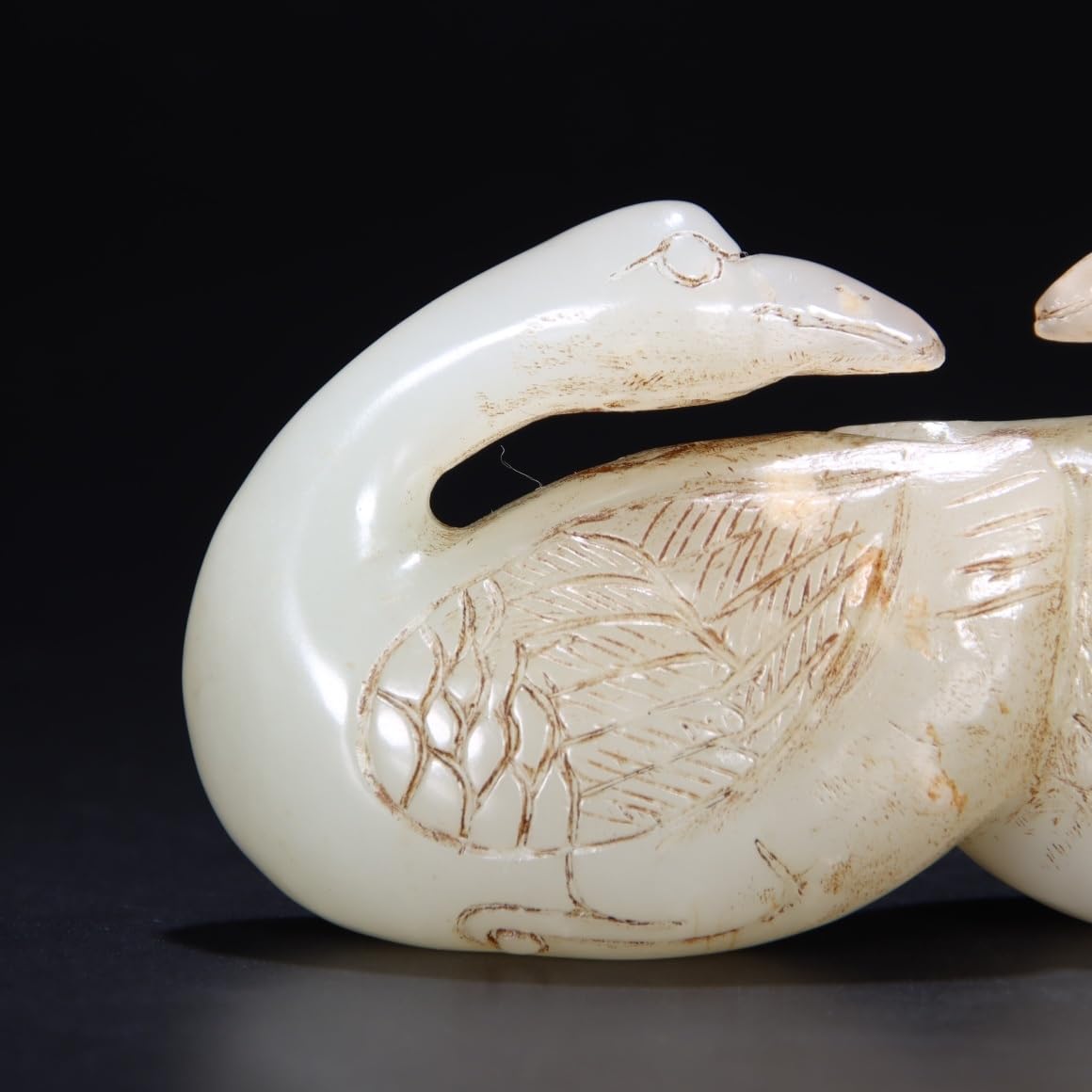 旧家蔵出『商周 和田玉 高古玉彫り 鷹鳥置物』古美術品