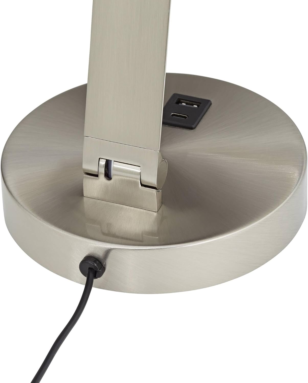 Possini Euro Design Kobie 21 3/4" High Single Modern Metal Desk Lamp Adjustable Height LED USB Port Silver Nickel Finish Family Office Living Room Charging Bedroom Bedside Nightstand House