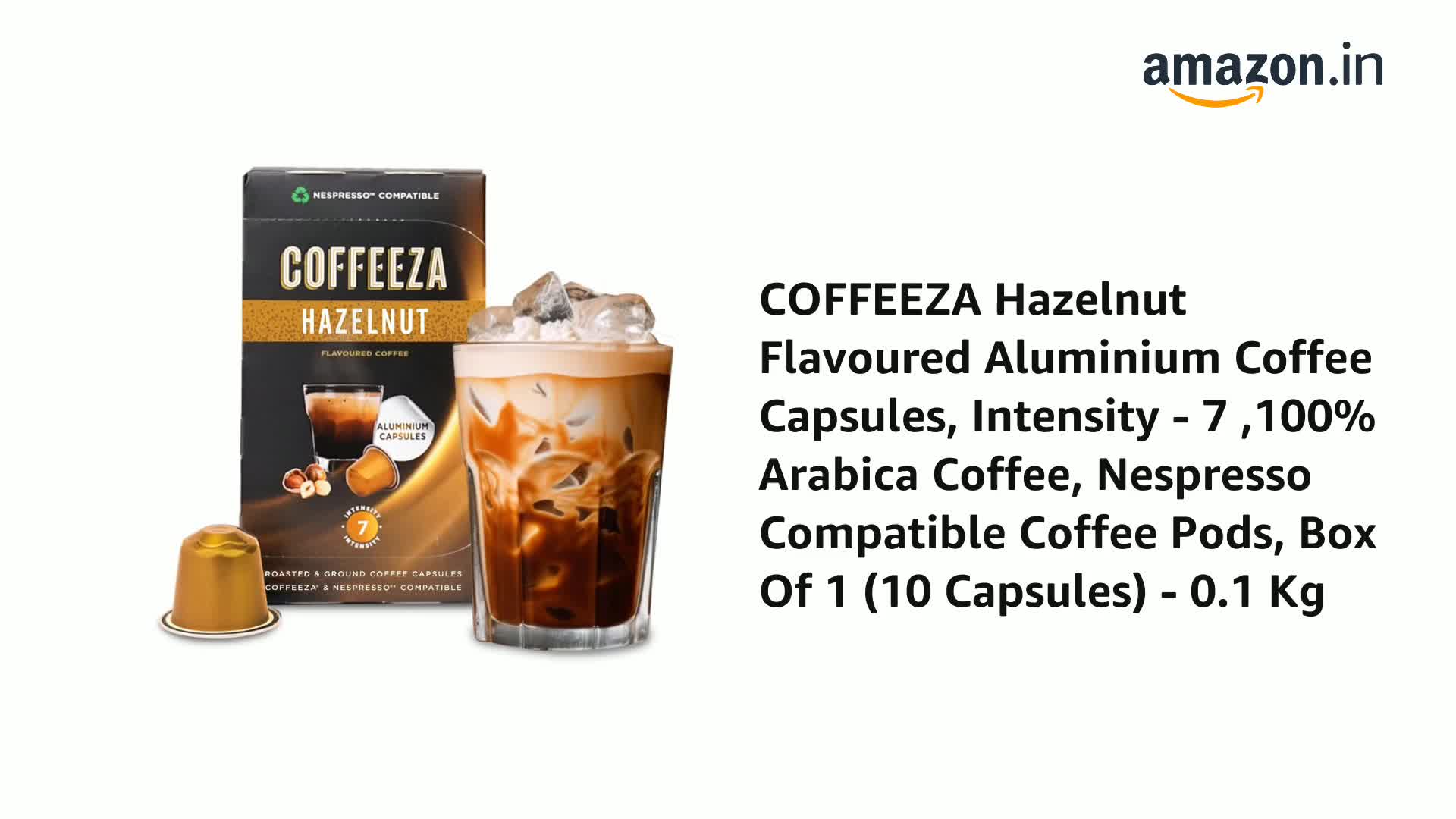Coffeeza Hazelnut Flavoured Aluminium Coffee Capsules, Intensity