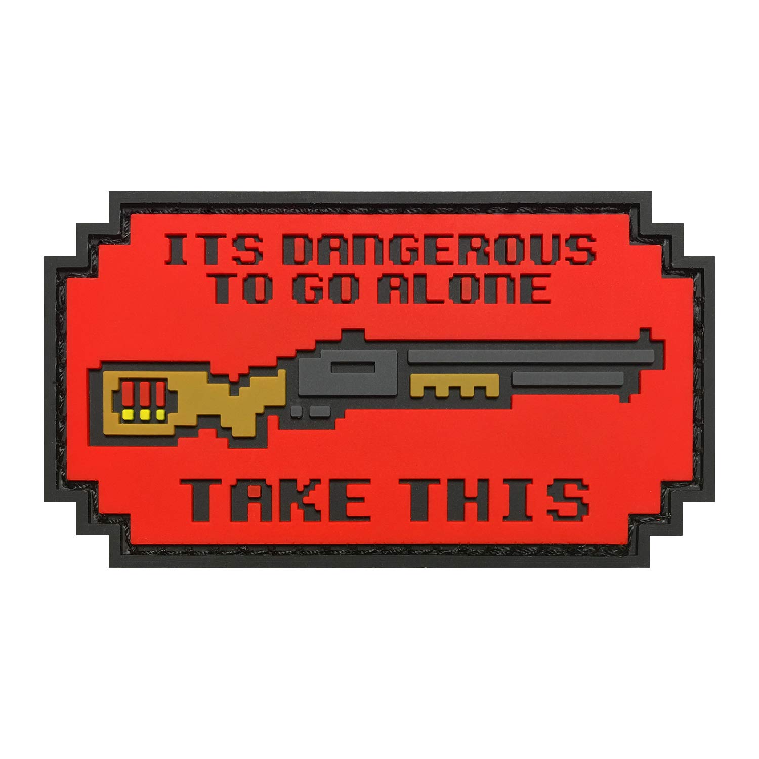 It's Dangerous to Go Alone Take This Military Tactical PVC Patch Morale Tactical Stickers for Clothes with Hook & Loop (Red)