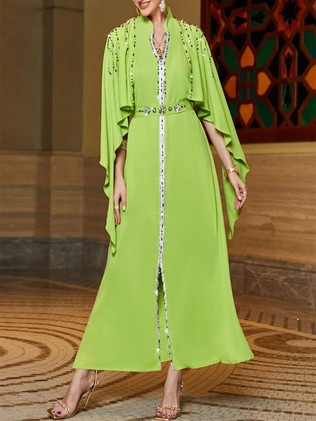 LNNSHX Muslimisches Kleid für Frauen, Abaya, Diamant-Robenkleid, arabische Frauen, Ramadan-Abayas