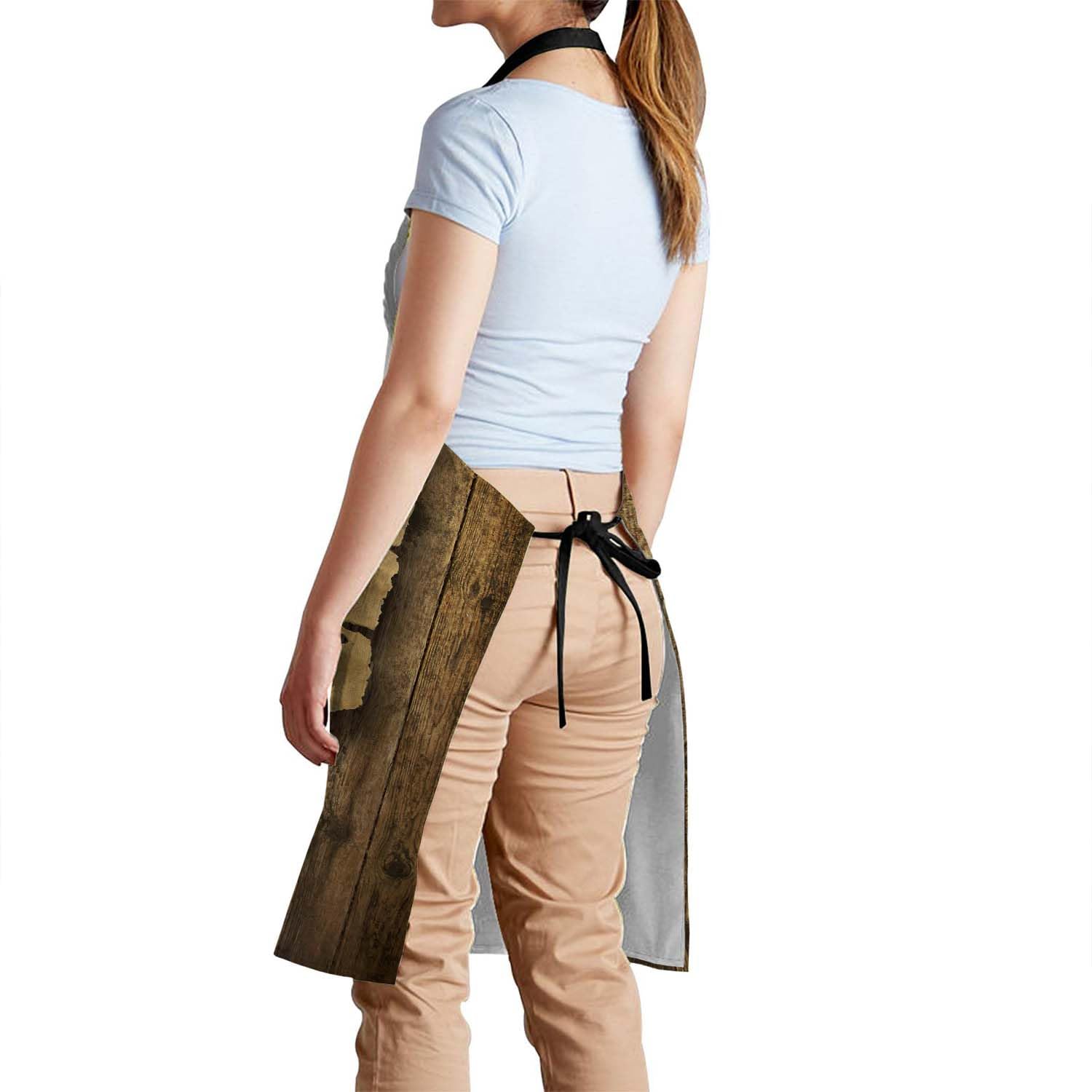 Smooffly Torn Wild West Wanted Apron,Adjustable Neck Bib Apron for Men Women,Suitable for Kitchen Cooking Waitress Chef Apron - Image 3