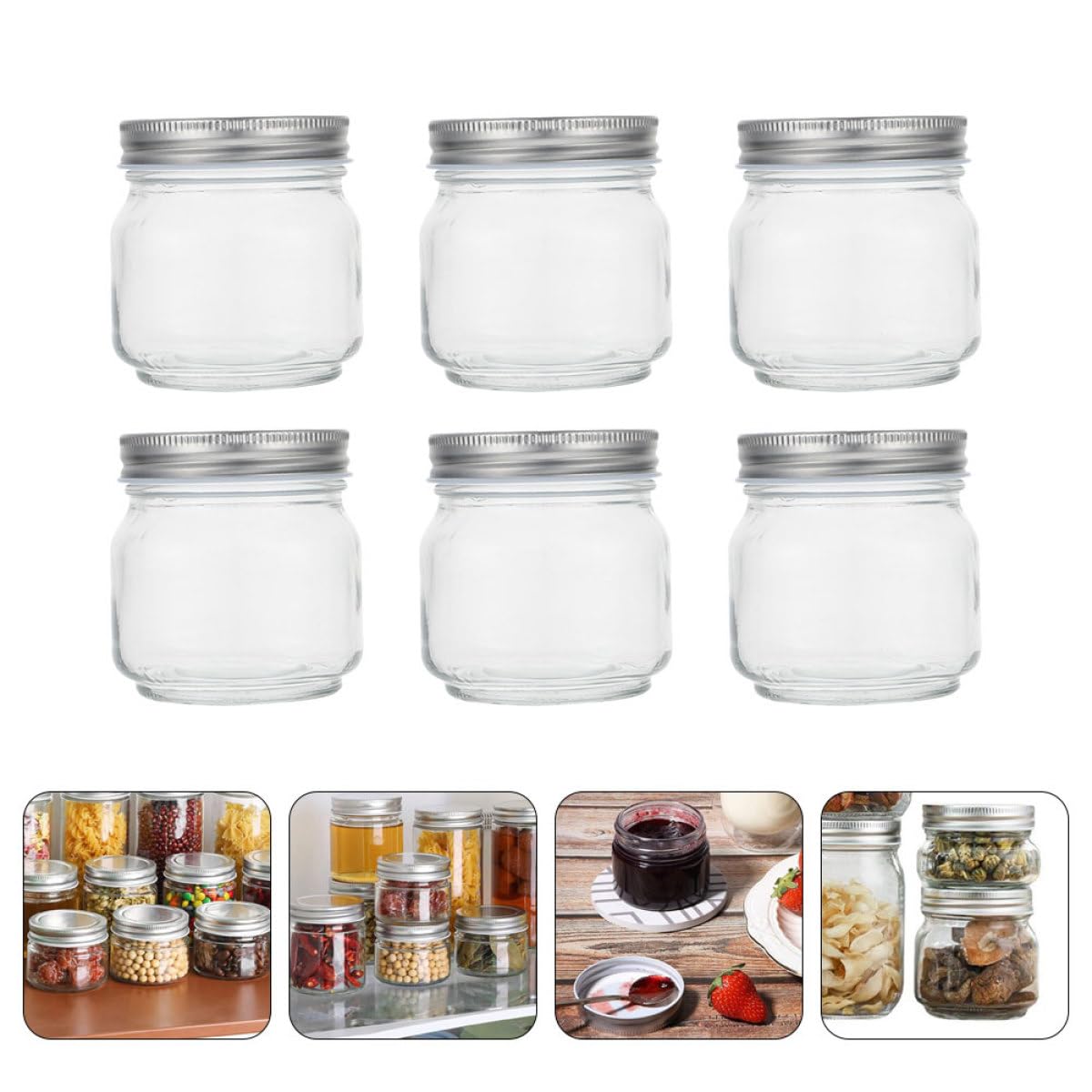 Marmeladengläser als Vorratsbehälter aus Glas 250ml 6 Stück mit Deckel Einfachem Design Grate für und Küche