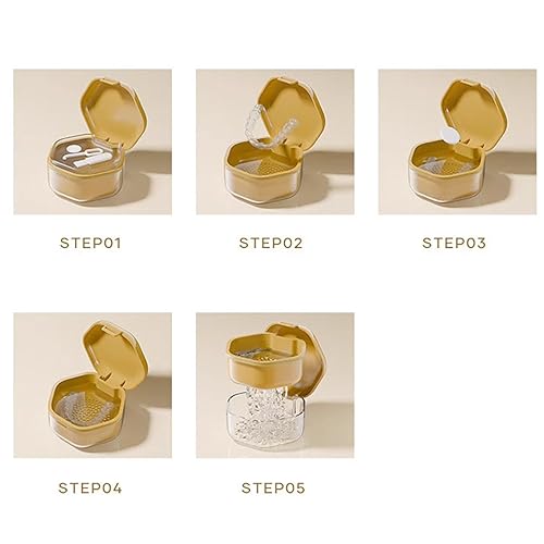 Miniatura 7 de Estuche de baño de ortodoncia para dentadura, caja de retención dental de 3 capas con soporte de dientes falsos con cesta extraíble para dentaduras