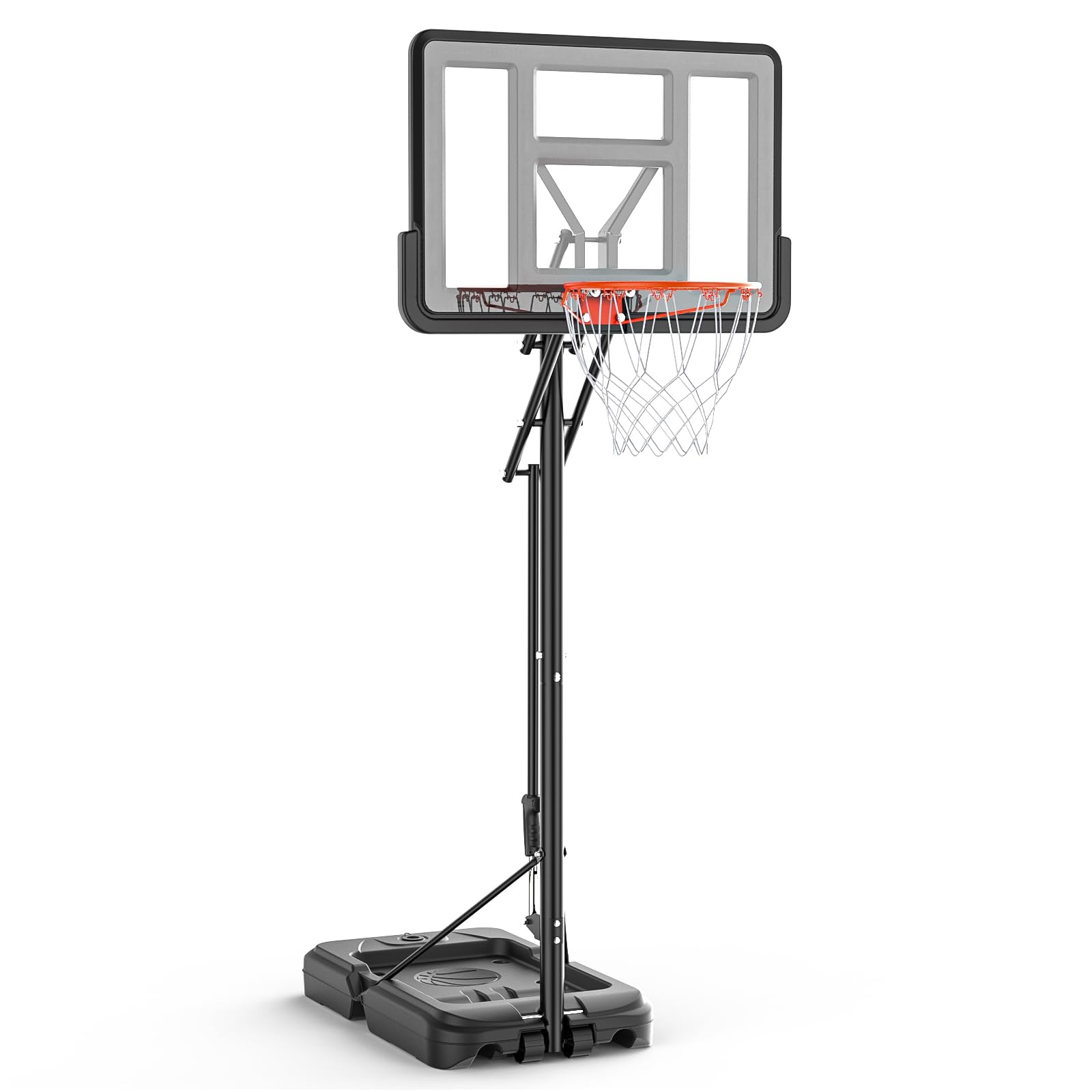 Basketball Hoop, 4.9-10ft Portable Basketball Hoop Outdoor, 44 Inch Shatterproof Backboard Mini Basketball Hoop for Indoor & Outdoor