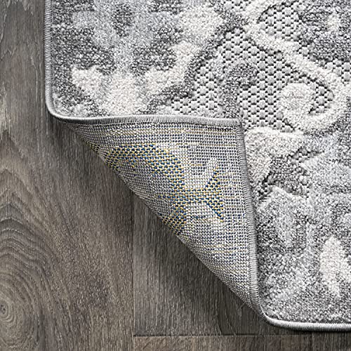 Tapete decorativo rectangular 3x5 gris claro con diseño floral miniatura 5