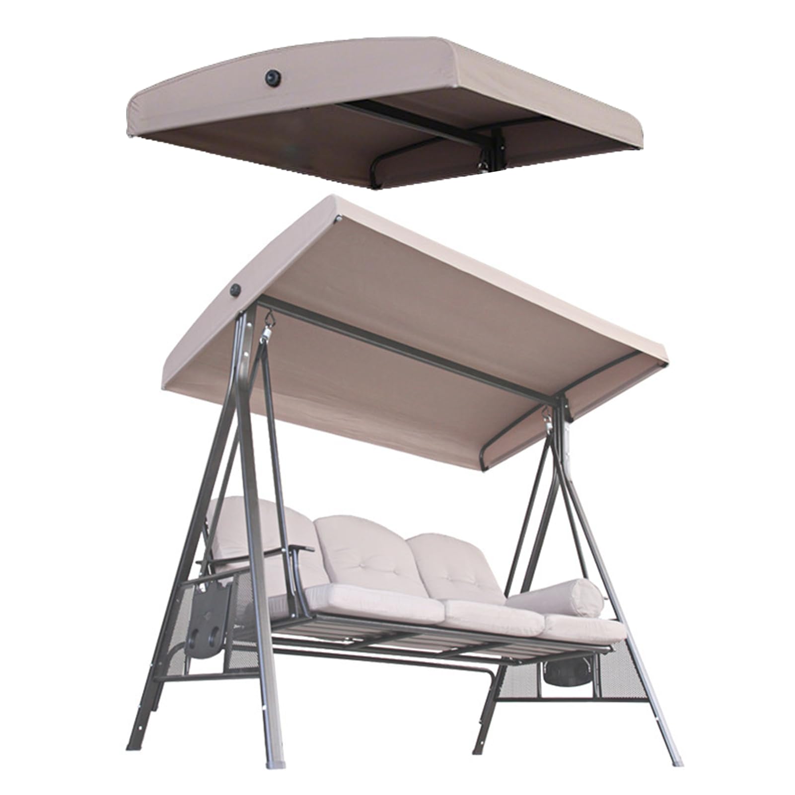 Tetto di Ricambio per Dondolo,2 3 posti Tettino Parasole Impermeabile Anti-UV Tetto del Dondolo da Giardino Telo per Altalena Hollywood Sostituzione,3 Seater:195×122cm/77.8×48in