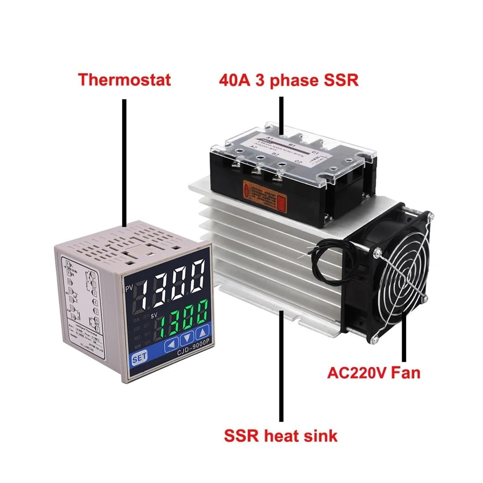 regulator temperatury 4-przewodowy trójfazowy programowalny termostat krzywej z rampą regulatora temperatury PID i trójfazowym timerem temperatury SSR 2 w 1(With SSR and probe 2)