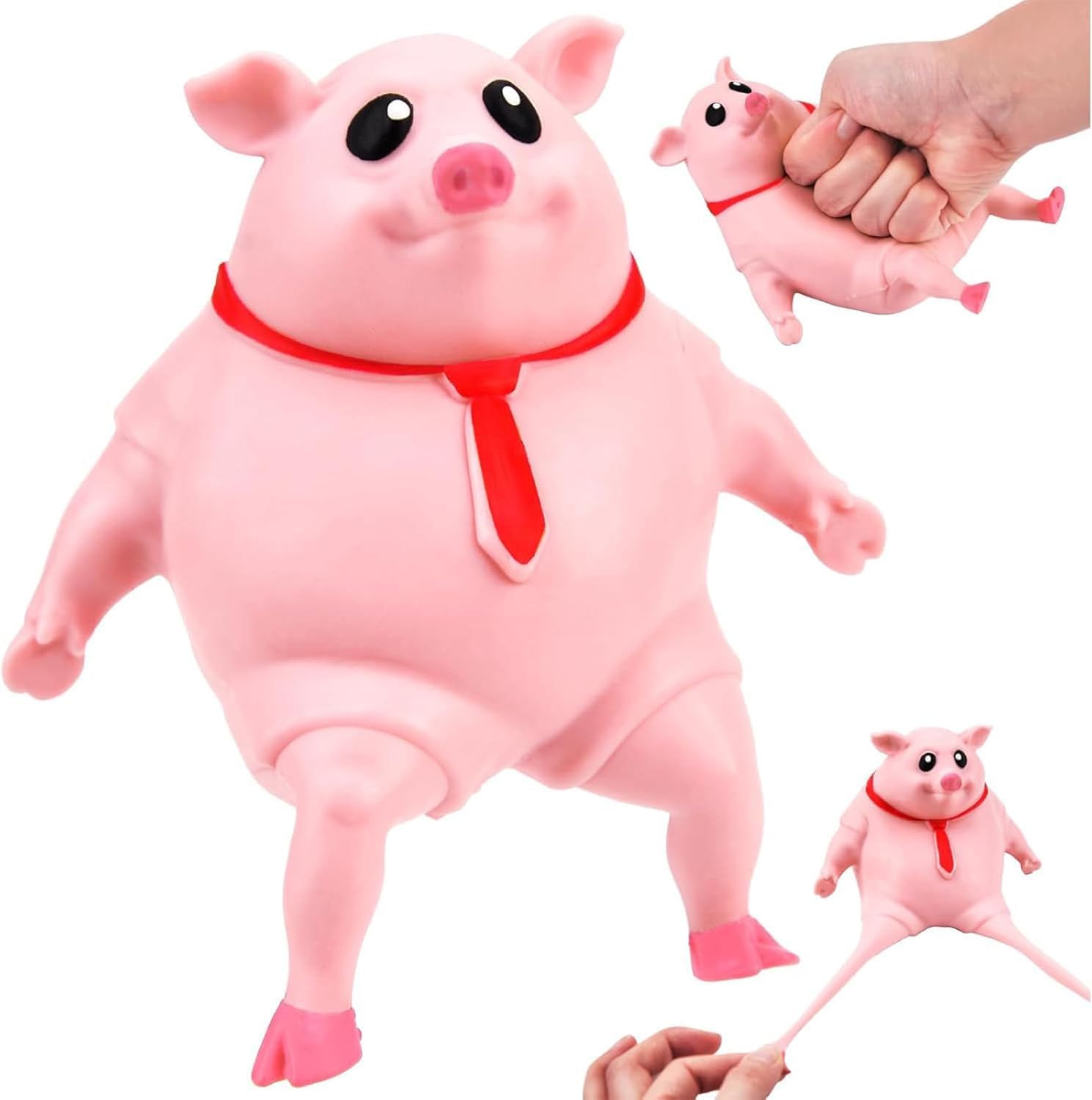 Piggy Stress Toys, Pink Animal Piggy Stress Toys for Adults, Decompress & Stretch Pig Ball Squeeze Toy Relief Sensory For Anxiety Relief Funny Animals Unisex Adult (Pink: 14CM)