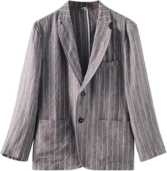 Amazon テーラードジャケット サマージャケット リネンジャケット 麻ジャケット メンズ 通気性 薄手 長袖 清涼感 2ボタン仕様 パッチポケット ビジネス カジュアル 春 夏 茶色 ホワイト糸混 M コート ジャケット 通販