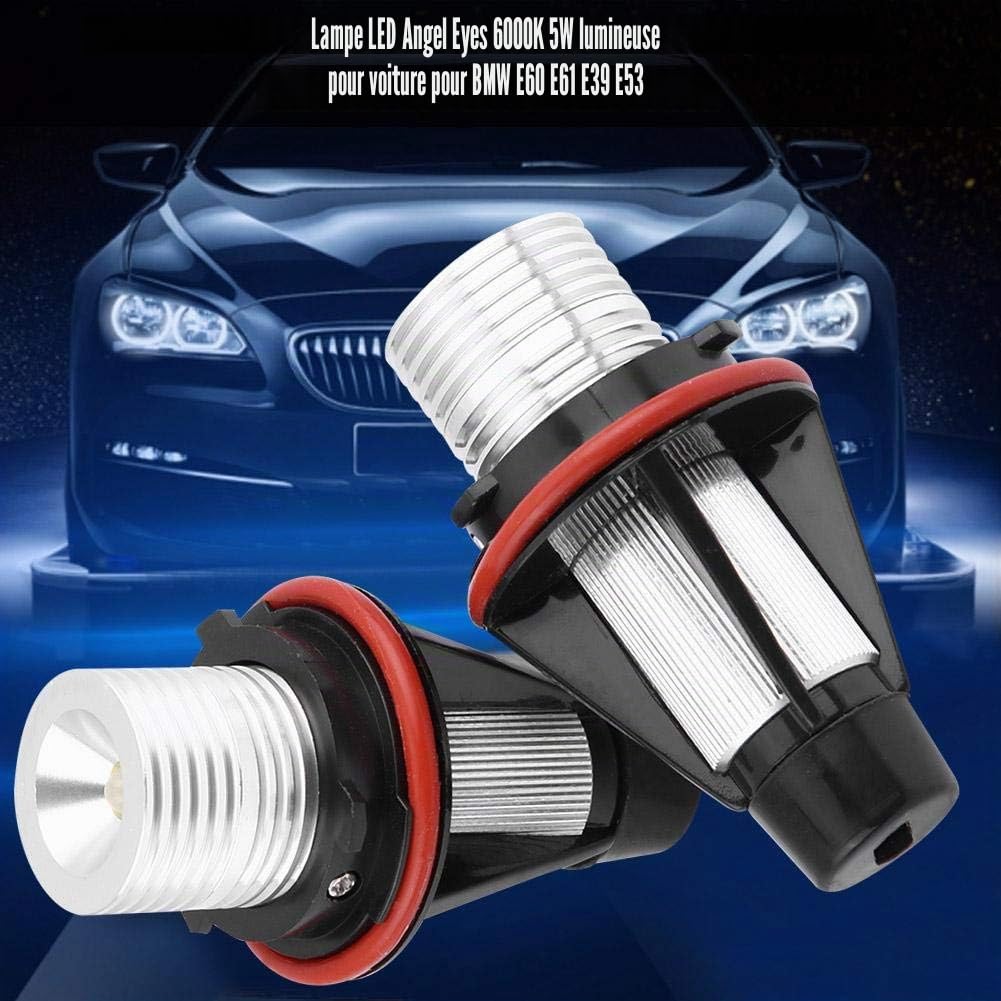 EBTOOLS Ampoules LED Angel Eyes E60-12V 5W Blanc 5000K Lot de 2 pour E60 E61 E39 E53