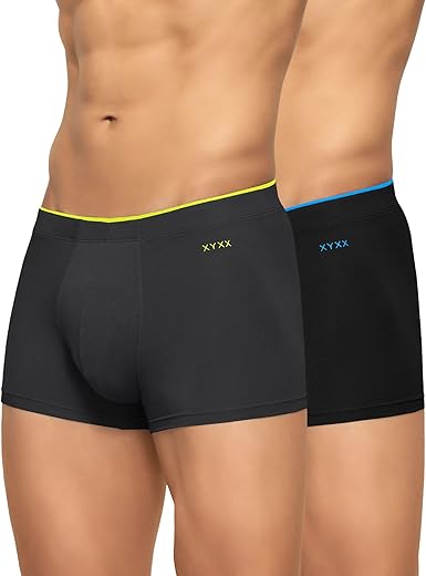 XYXX Men’s Uno Micromodal Regular Fit Solid Antimicrobial Trunks with No Marks Waistband (Pack of 2)