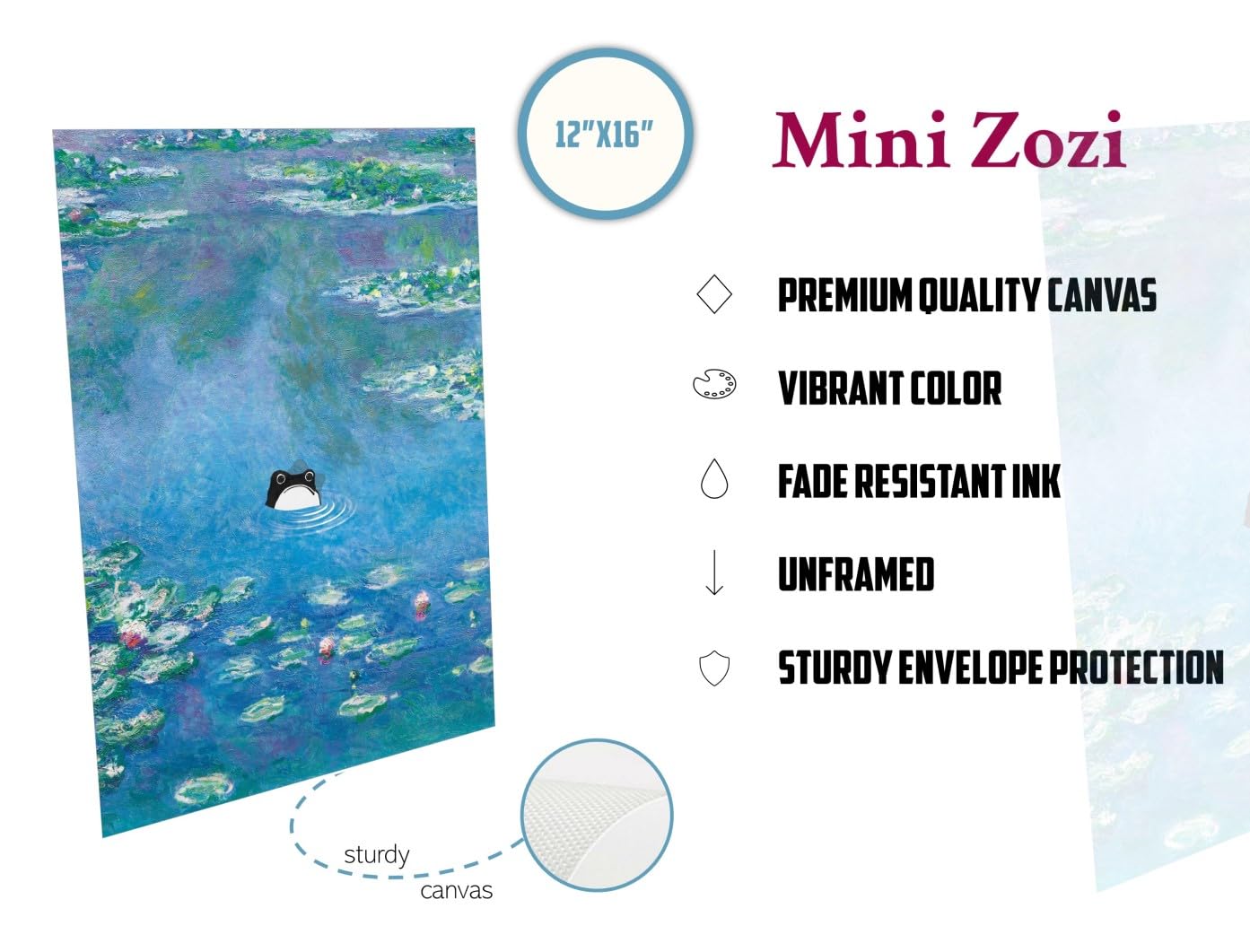 Amazon.com: MINI ZOZI Vintage Frog Painting Monet Famous Art 12x16