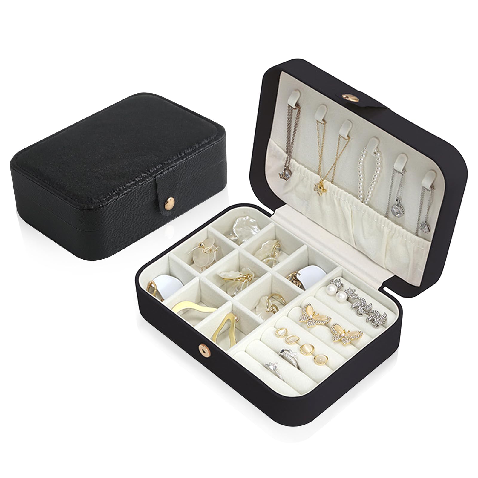 ISuperb Schmucktasche Reise - PU Leder Organizer Grau Für Ringe & Ohrringe