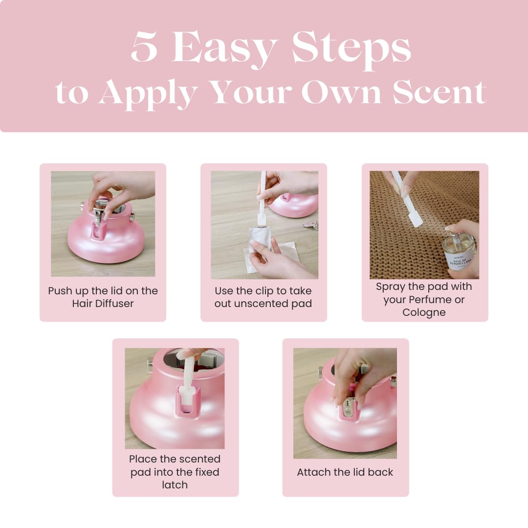 Diffusore universale per capelli GIHALI 'Aromaterapia' con forte tenuta, adattabile per asciugacapelli da 4,4 cm a 6,6 cm, per capelli ricci o mossi (Gelsomino Bianco)