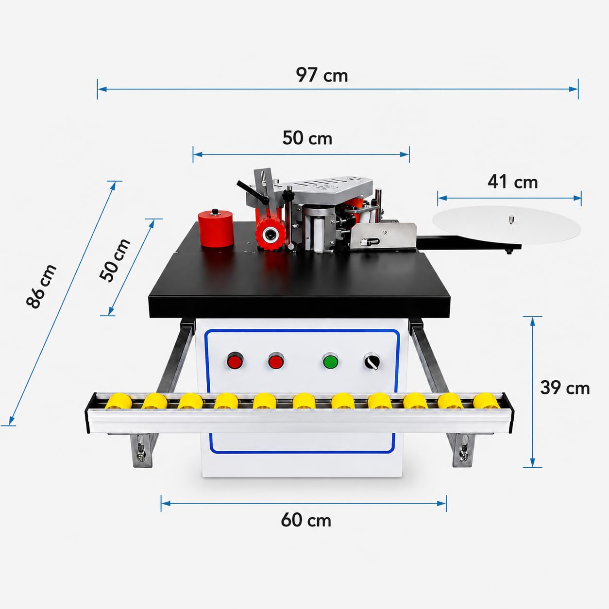 Bander de bordes portátil de 1200 W con alimentación automática, pegado de doble cara, control de temperatura de 120-220 °C, velocidad de alimentación de 2-6 m/min para bandas de bordes de carpintería