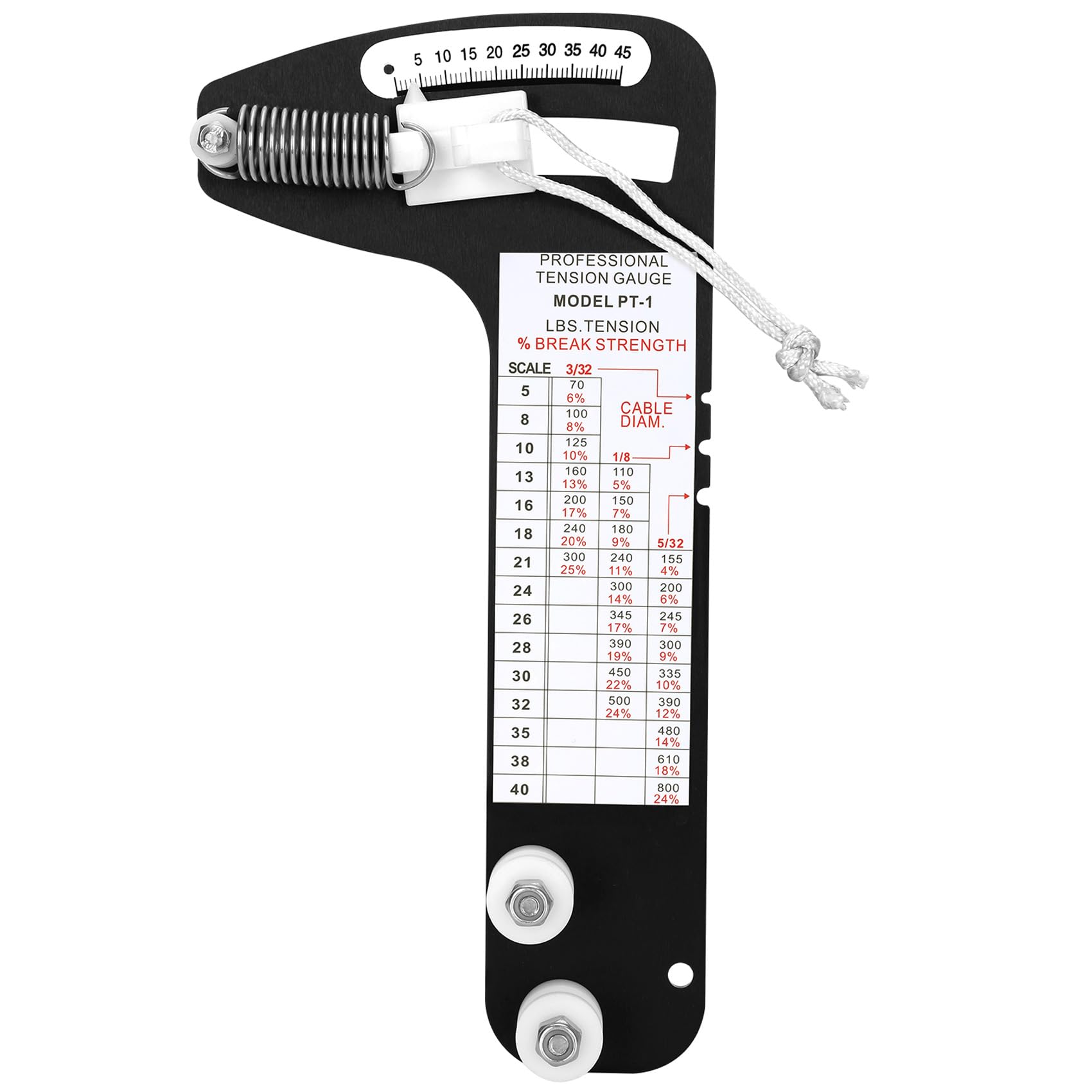 PT-1 - Medidor de tensión de aparejo de velero, cuerda de alambre profesional para cable de alambre de 0.08 pulgadas, 0.12 pulgadas, 0.15 pulgadas de diámetro, herramienta de aparejo preciso sin manos