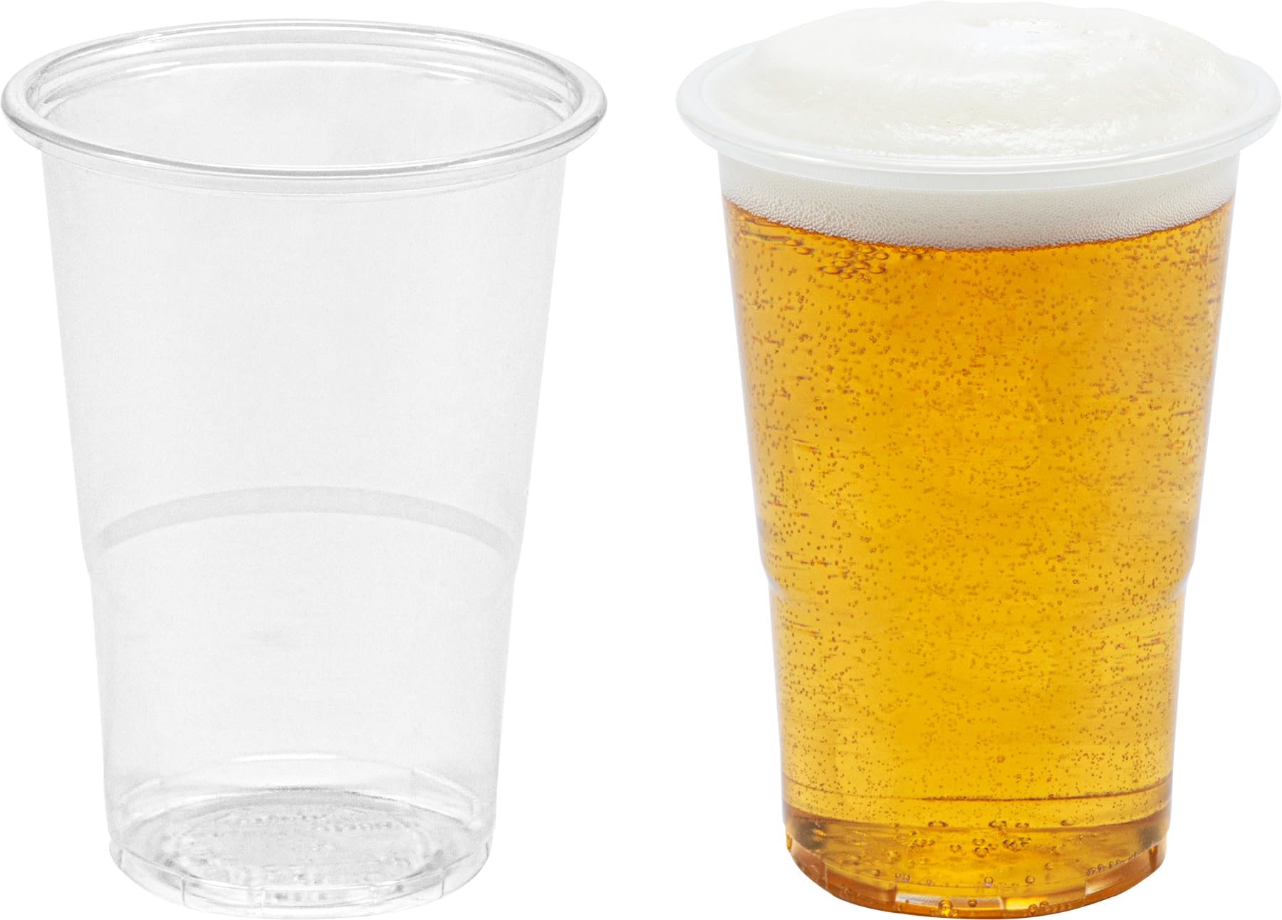 CATERWELL Strong Clear Disposable Plastic Half Pint to Brim Glasses, CE Marked 284ml (Pack of 100)