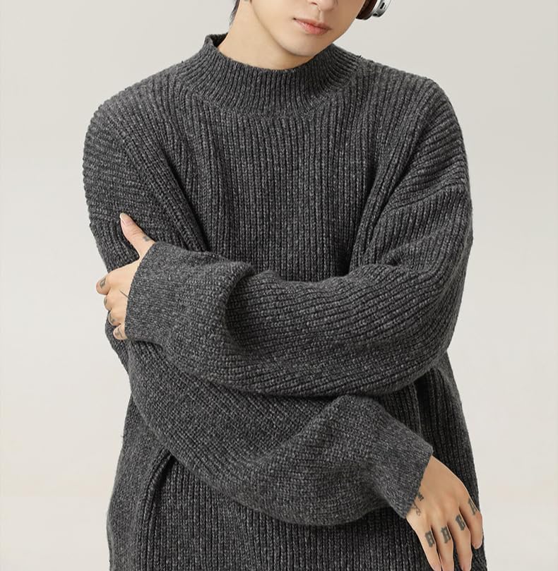 LAPRBY Mens Crewneck Y2k Vintage Sweater Casual Long Sleeve Knitted Pullover Tops Sweaters Winter Fall Outfit (Black,X-Large)3