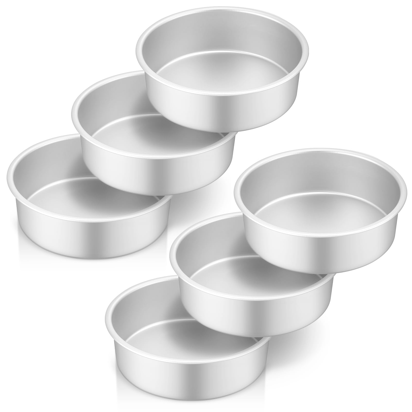 Photo 1 of Teenyyou 6 Pcs 6 Inch Round Cake Pans Non Stick Aluminum Round Cake Pans Small Smash Pan Tins for Home Party Baking Supplies
