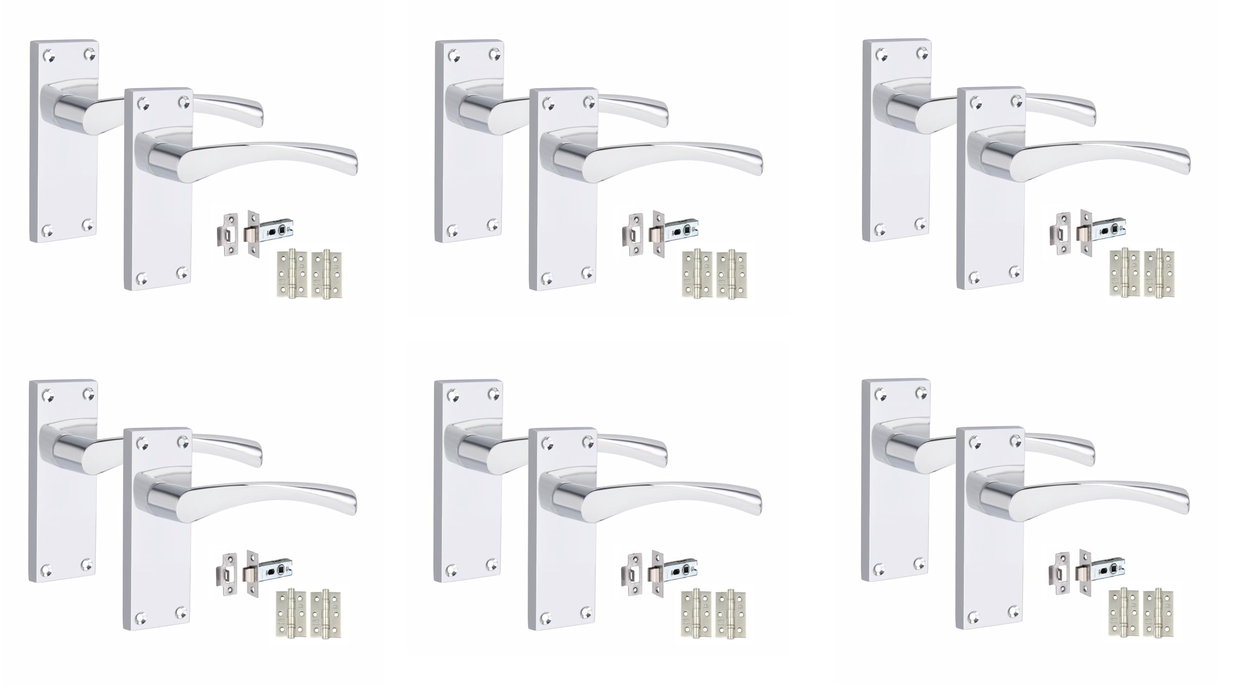 Golden Grace Astrid Victorian Scroll Door Handle - Polished Chrome - 6 Pack