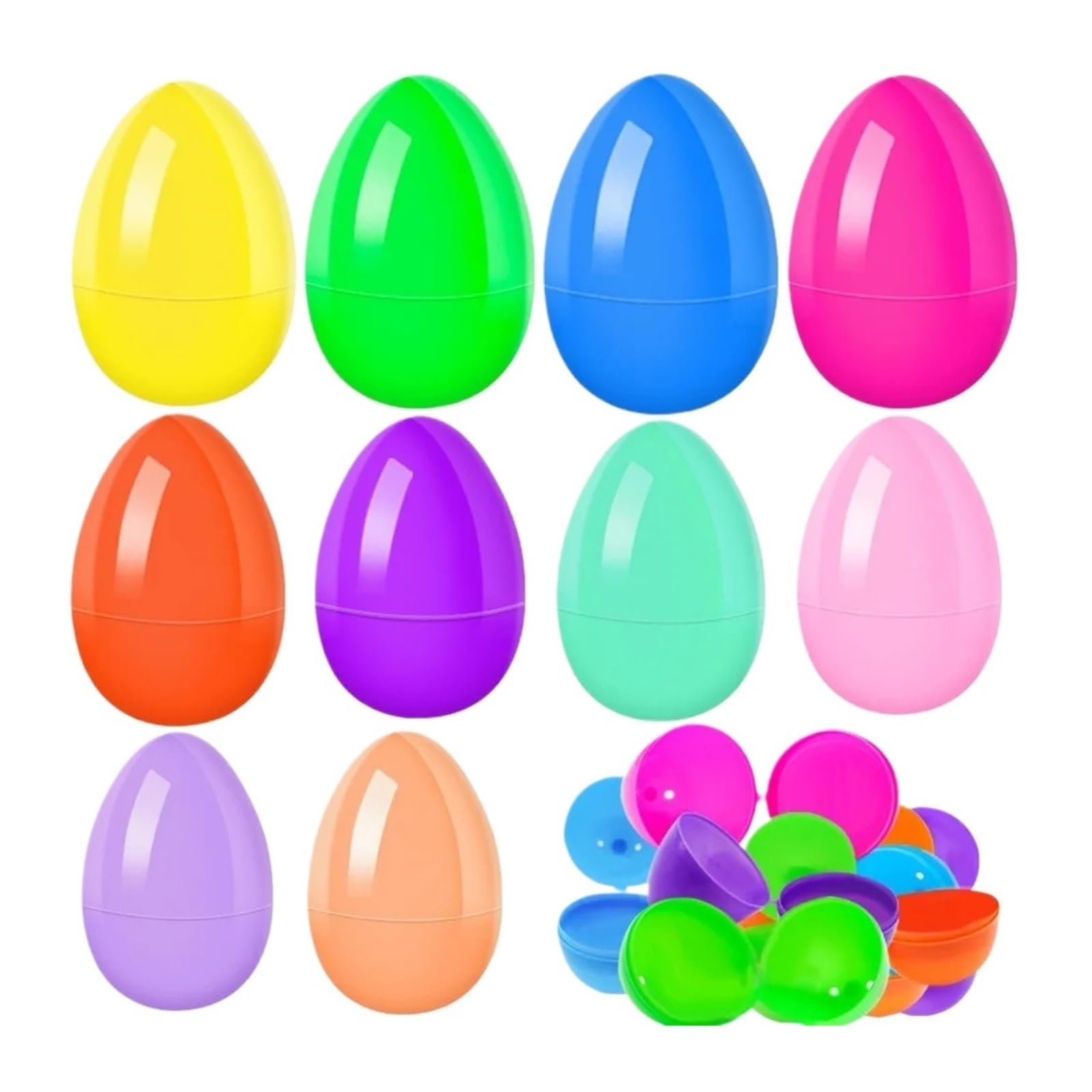 ZYAYNG 24Pcs Easter Colorful Egg Shells for Carnival Birthday Party Candy Gift Filler Prize Pinata Basket For Easter