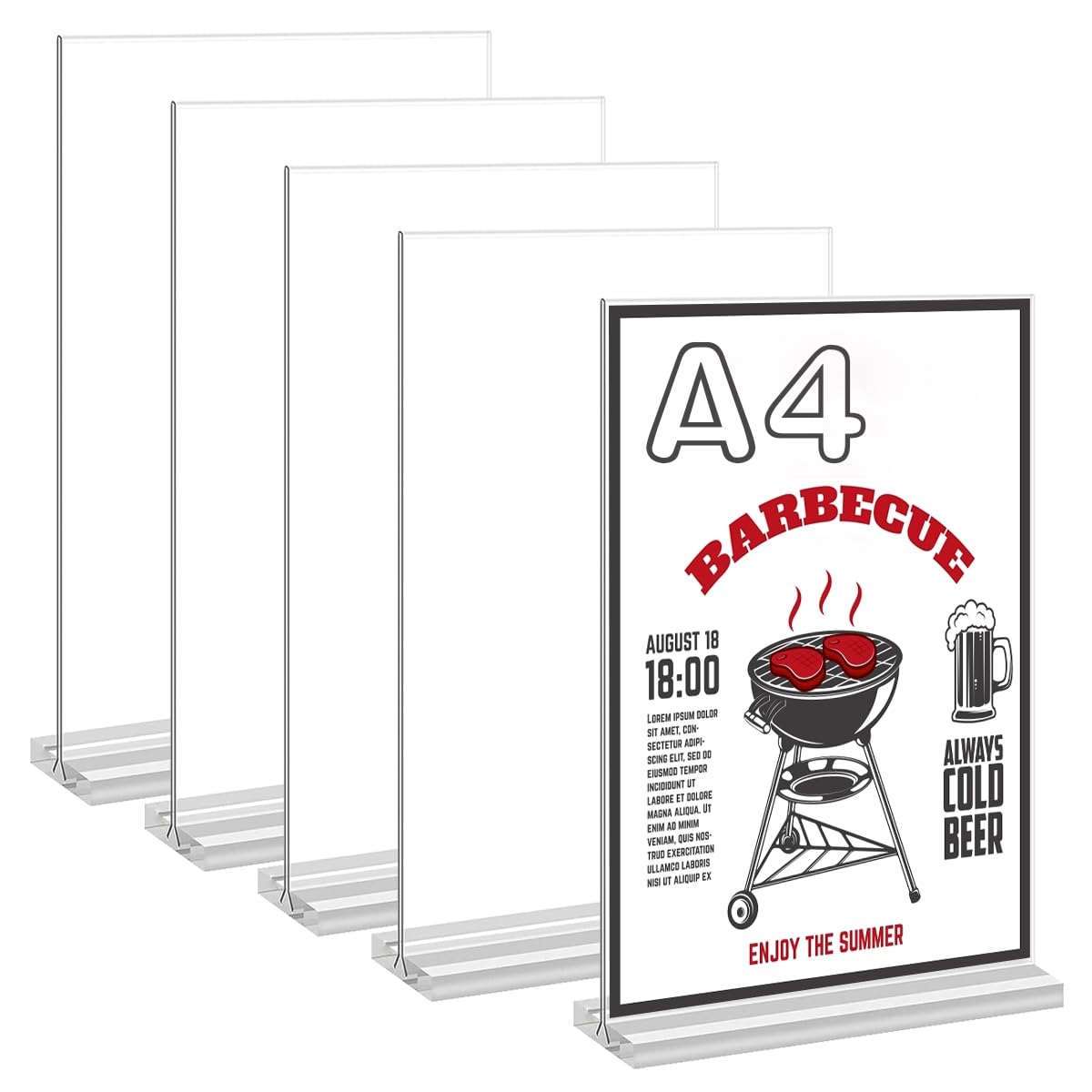 Espositore da Tavolo A4 Trasparente Acrilico Supporto a T per Menu Foto Poster Ristoranti Hotel Negozio