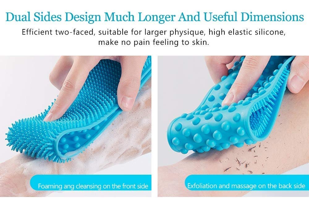 PRASHA Silicone Body Scrubber/Bath Body Cleaning Belt/Skin Brush Belt/Exfoliating/Exfoliator Body Washable Scrubber/Scrubber Belt For Skin/Bathing/Body Dirt Removal For Kids Men's & Women Multi color 1
