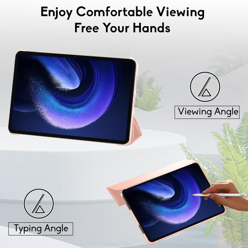 Image of Robustrion Cover for Xiaomi Mi Pad 6 Cover Case Flip Case Cover with Transparent Back for Xiaomi Pad 6 Cover 11 inch [Auto Sleep Wake Support] - Rose Gold