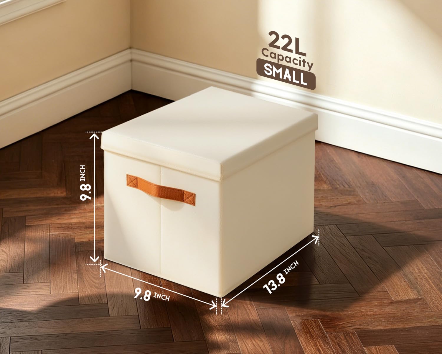 Homsorout Contenitori portaoggetti con coperchi, cestini portaoggetti in tessuto per mensole, confezione da 4 scatole decorative pieghevoli con manici, contenitori impilabili per casa, asilo nido