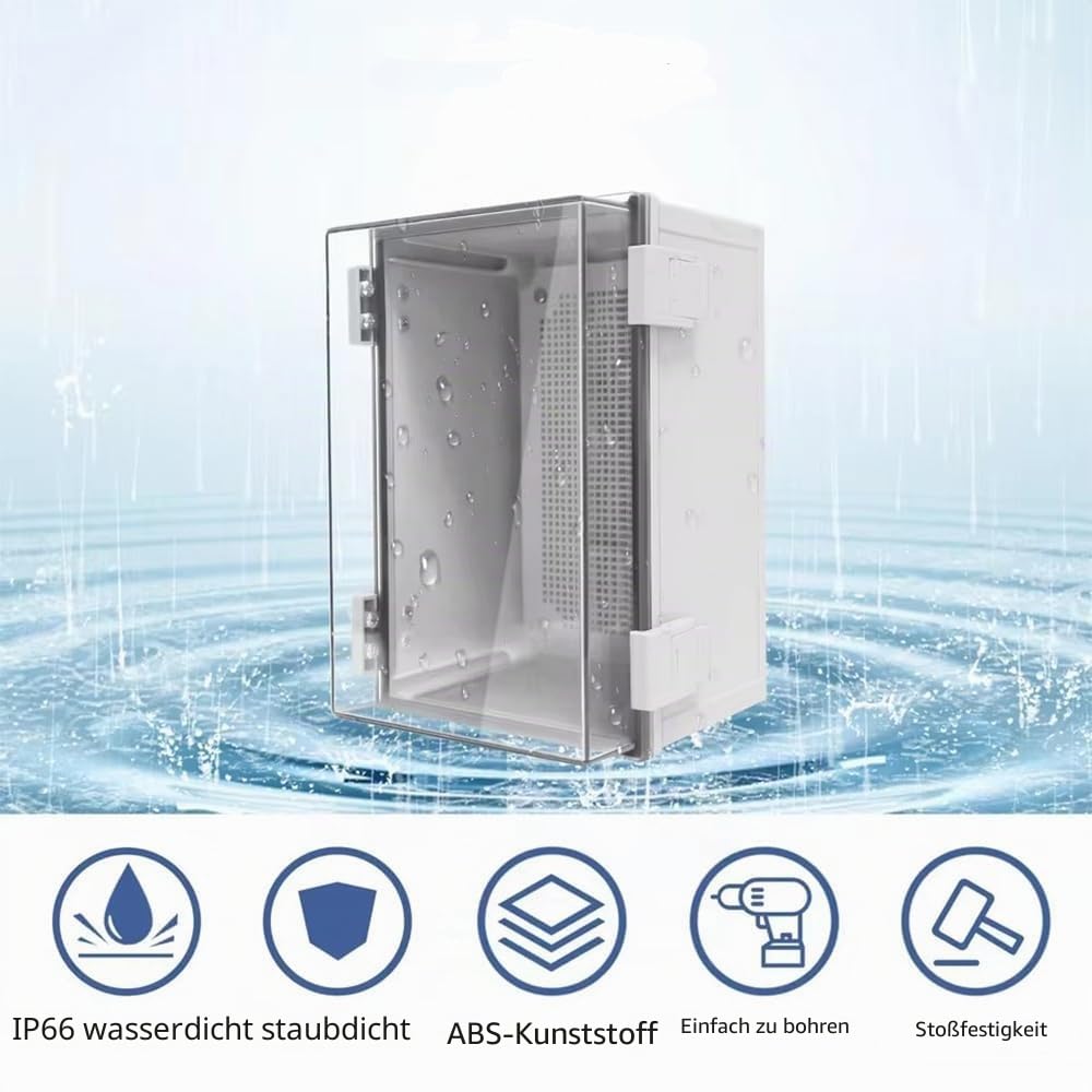 NEWFUN Verteilerkasten Aufputz, Anschlussdose Wasserdicht IP66, Schaltschrank Außen mit Wandmontagezubehör 200×300×170MM
