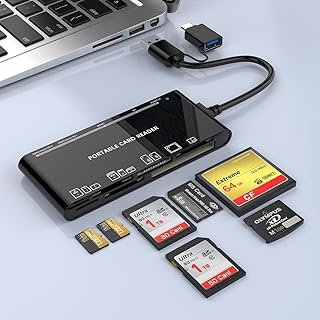USB C USB3.0 SD Card Reader, SD/TF/CF/Micro SD/XD/MS 7 in 1 Memory Card Reader/Adapter/Hub for SD SDXC SDHC XD CF CFI TF Micro SD Micro SDXC Micro SDHC MS MMC UHS-I Cards,for Windows/Mac/Linux/Android