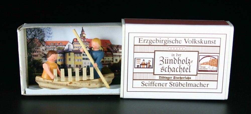 Caja de fósforos iglesia de Seiffen miniatura Erzgebirge madera arte popular 29/13