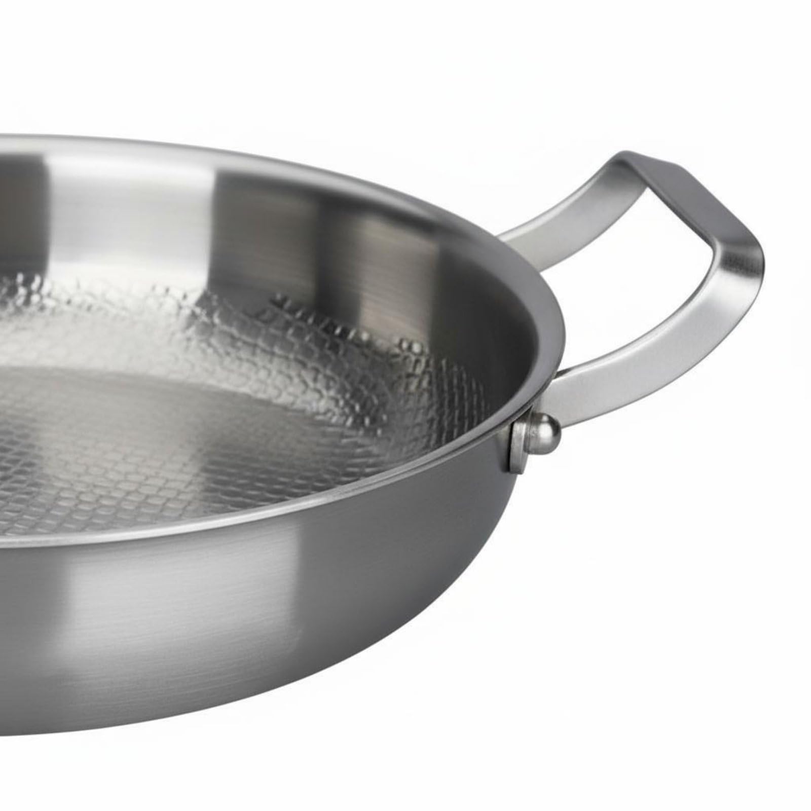 Qianly Titanium-Bratpfanne mit zwei Griffen ohne chemische Beschichtung Titanpfanne unbeschichtet unbeschichtete Wabenpfanne, 30CM
