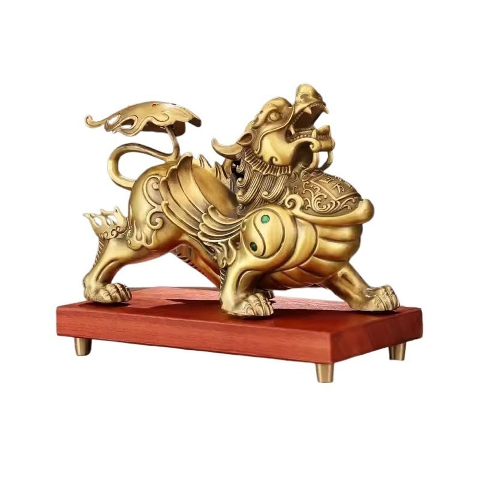 BHGFYXBS Statue Figurines Desktop Vintage Copper Gathering Wealth Decorations Office Lucky Feng Shui Decorations Fortune Pixiu Ornaments With Base Decorative Ornaments,Left-S