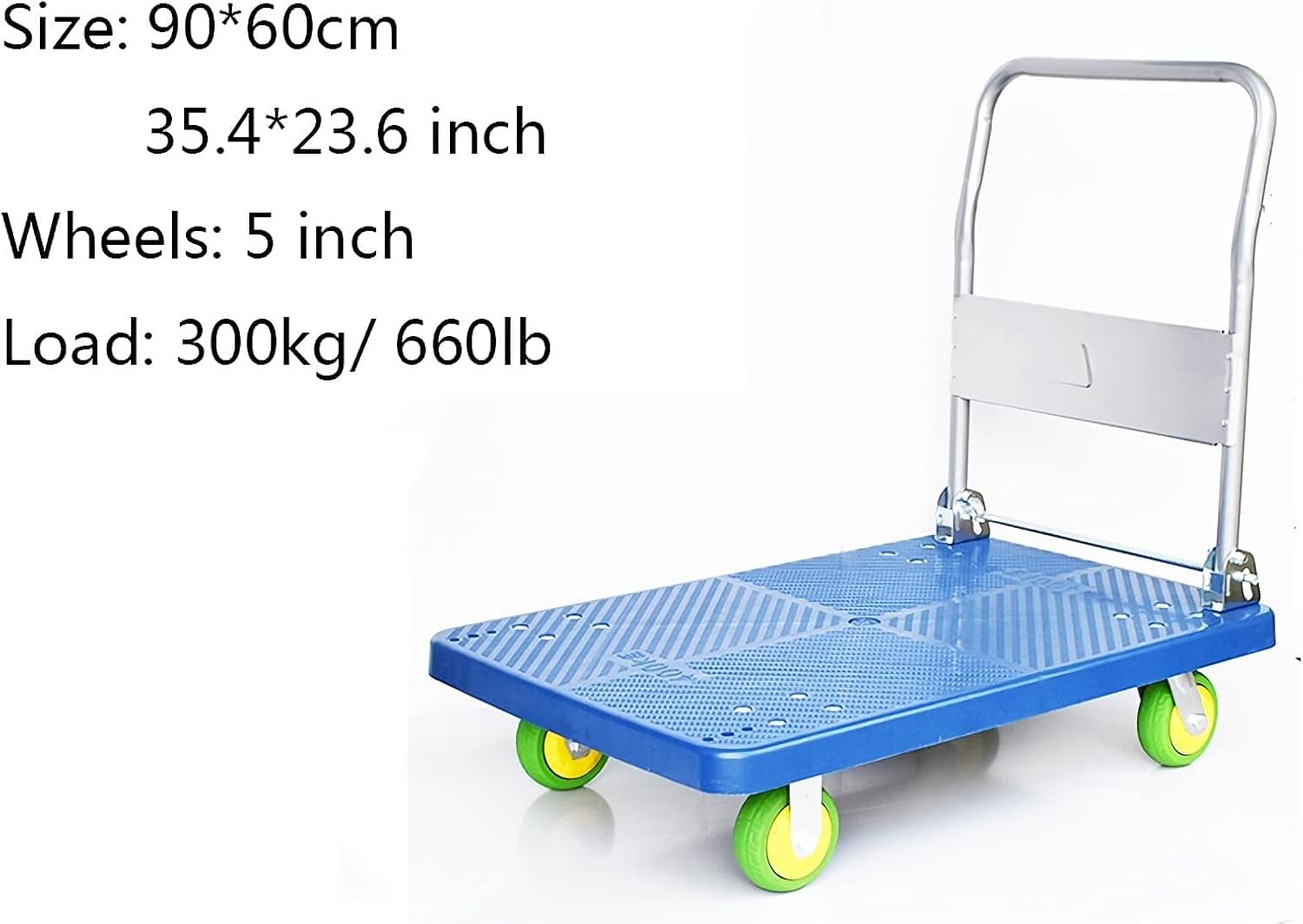 Hand Truck Platform Truck Large Folding Push Cart with Metal Handle and 4 Wheels for Home Bookstore Moving Trolley 660lbs Weight Capacity Folding Cart