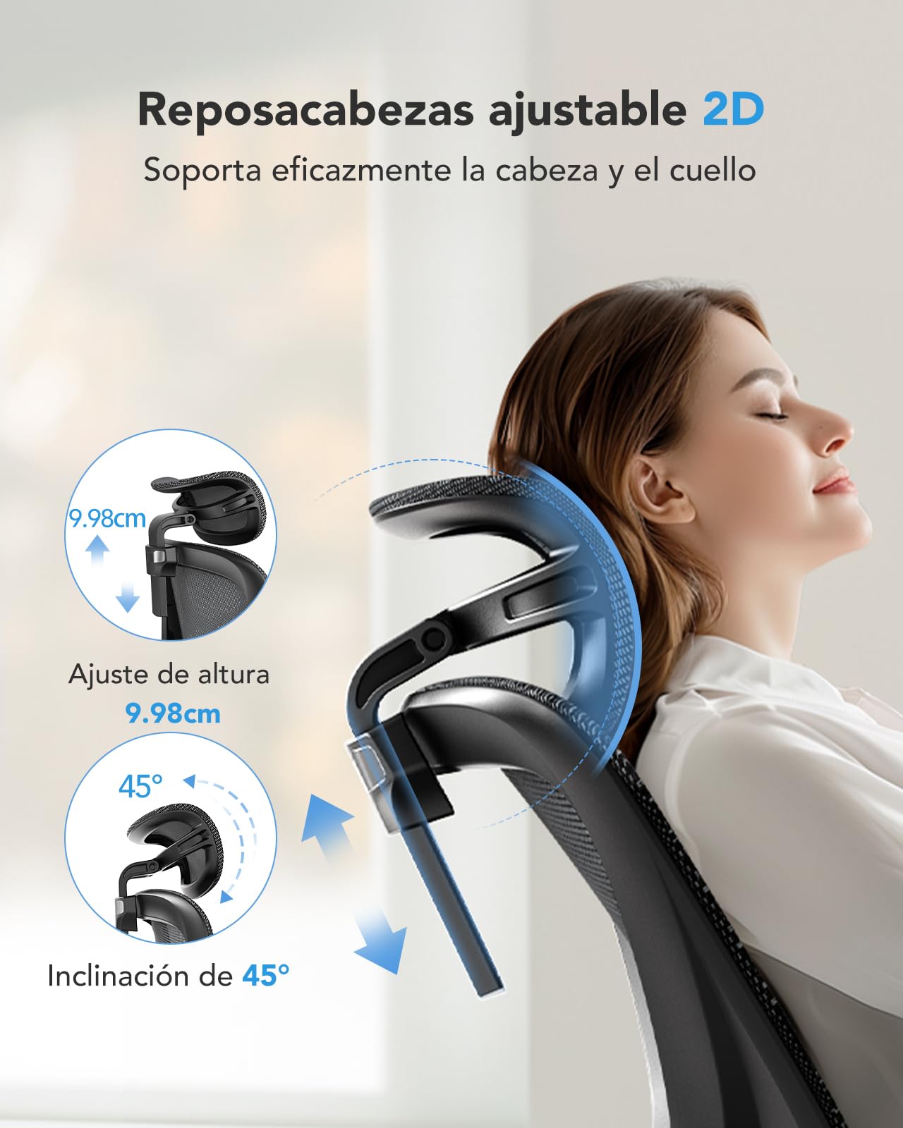 Silla de Oficina ergonómica de Malla HUANUO, Silla de Escritorio de Respaldo Alto con Soporte Lumbar Ajustable, reposabrazos, Mecanismo de balanceo, Silla ergonómica de Gaming de Malla