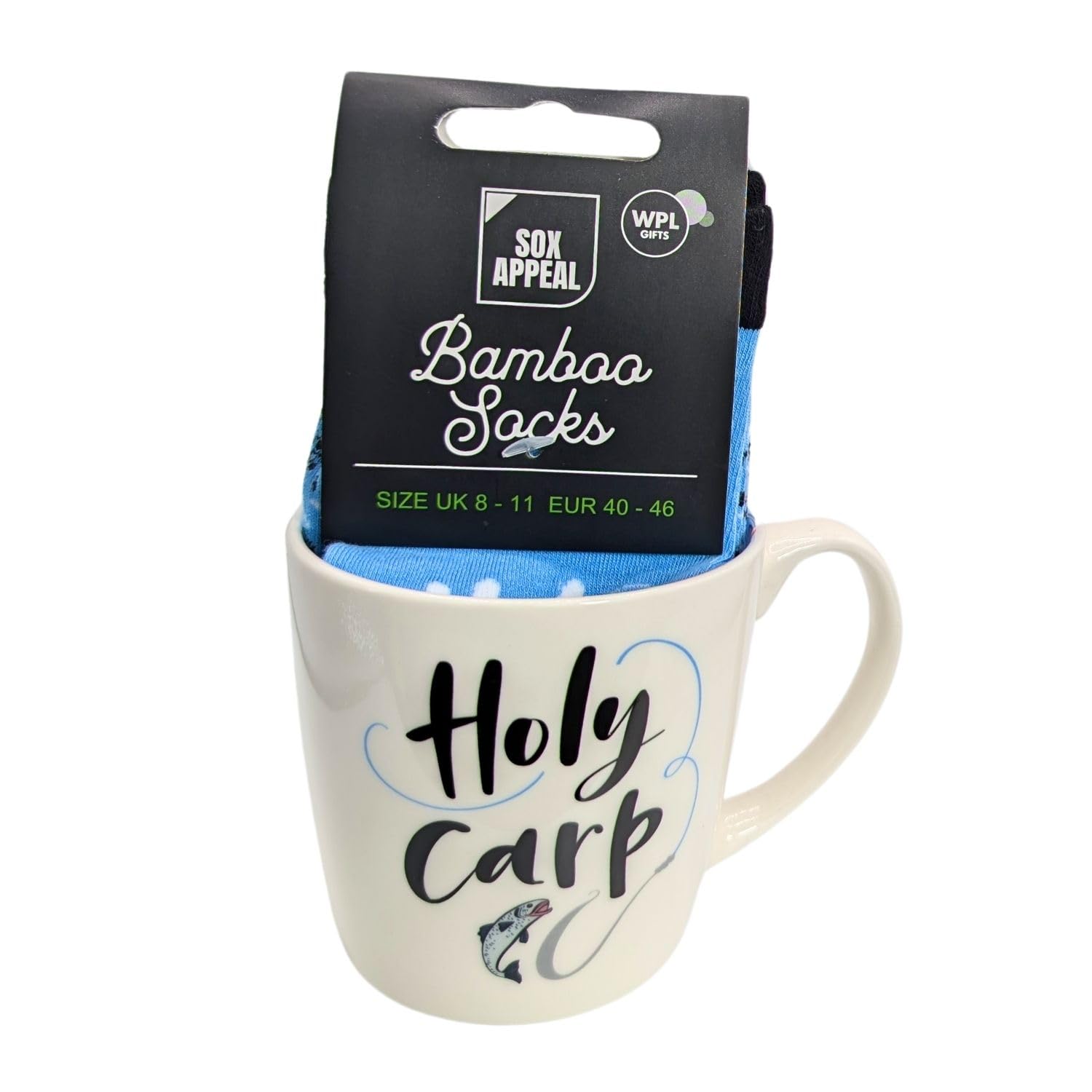 Holy Carp Fishing Mug & Socks Set for Him Gift Set Gift Idea MSISO184M, Earthy Tone - Image 3