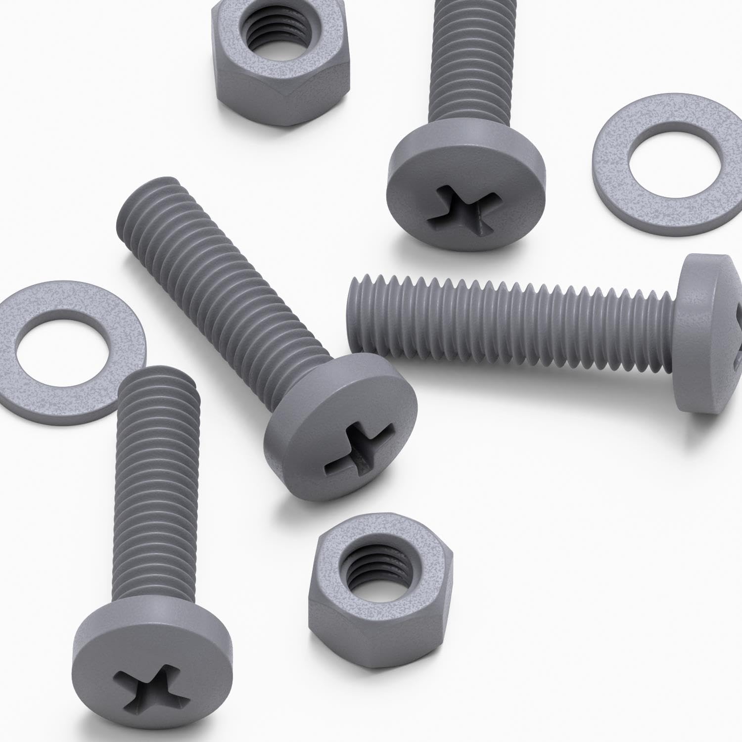 20 x Grey Cross Pan Head Screws Polypropylene (PP) Plastic Nuts and Bolts, Washers, M5x20mm, Anti-Corrosion, Chemical Resistant, Electrical Insulator, Gray