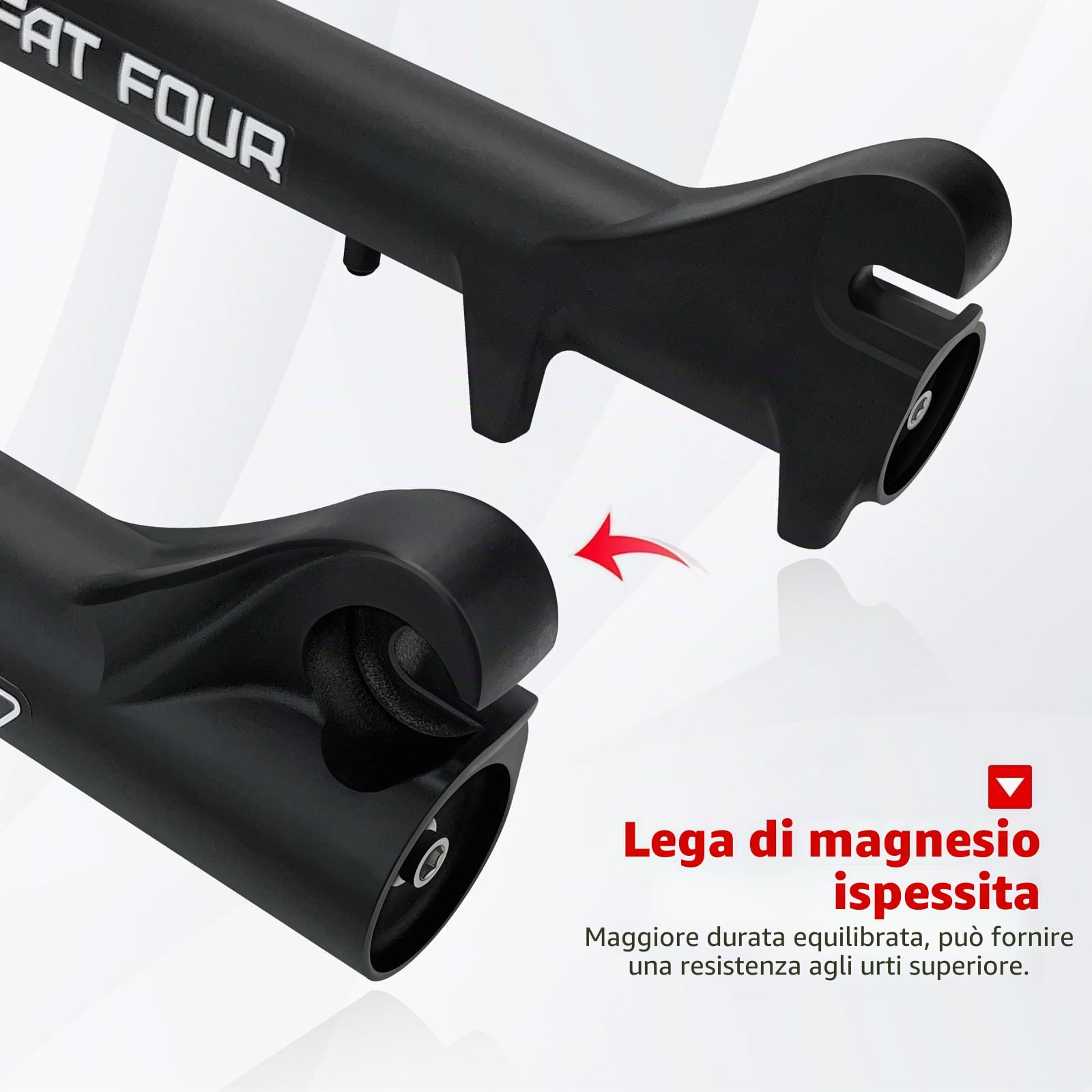 Forcella Anteriore Bici elettrica 26x4.0 Forcella Aria Fat Bike Forcella Mountain Bike BMX Dritta 1-1/8 MTB Bicicletta Freno Disco Escursione 190mm 2790g