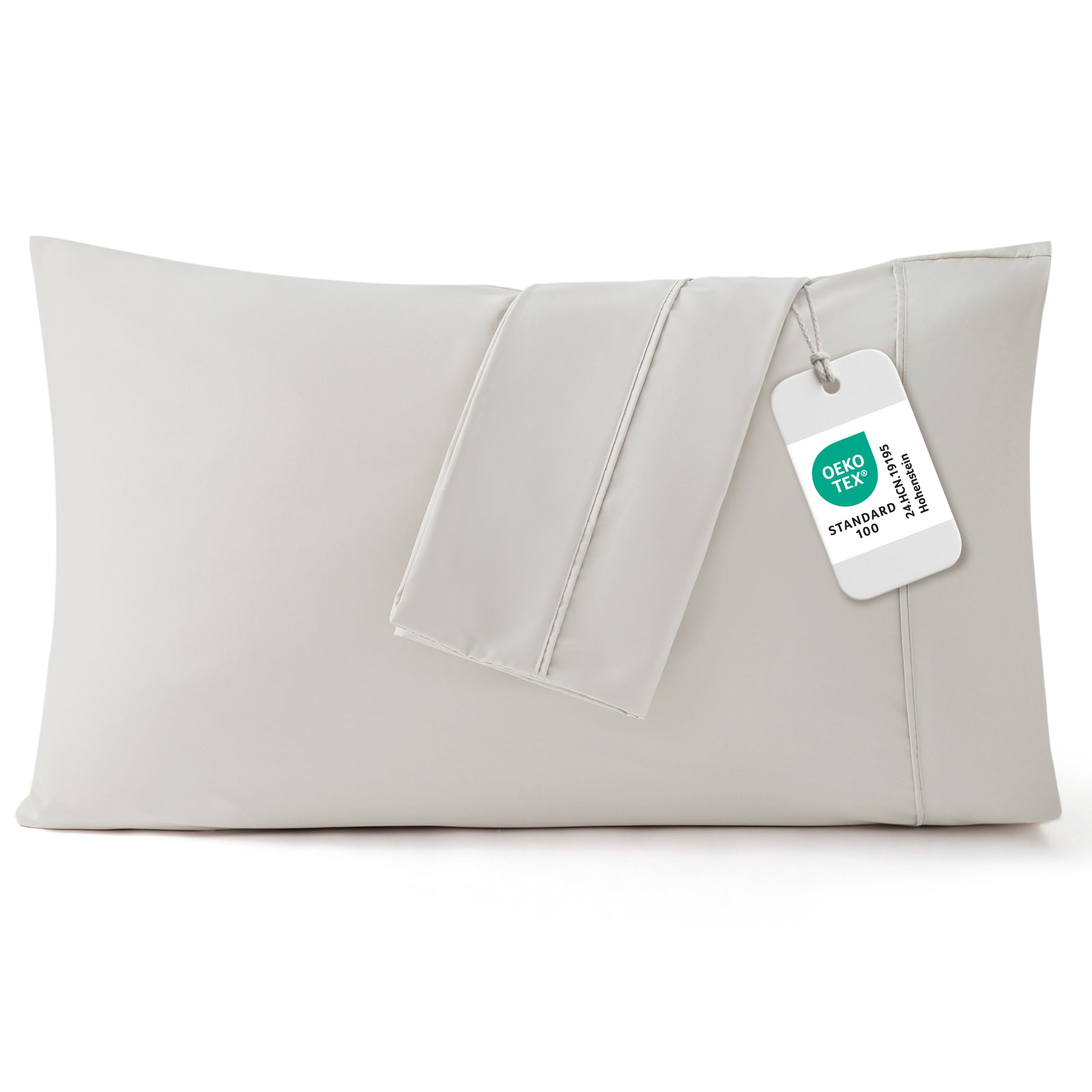 Bedsure Queen Pillow Cases Set of 2 - Brushed Microfiber Pillowcase 2 Pack, Super Soft Pillowcase, Pillow Case Covers with Envelope Closure, Wrinkle, Fade and Stain Resistant, Linen, 20x30 Inches