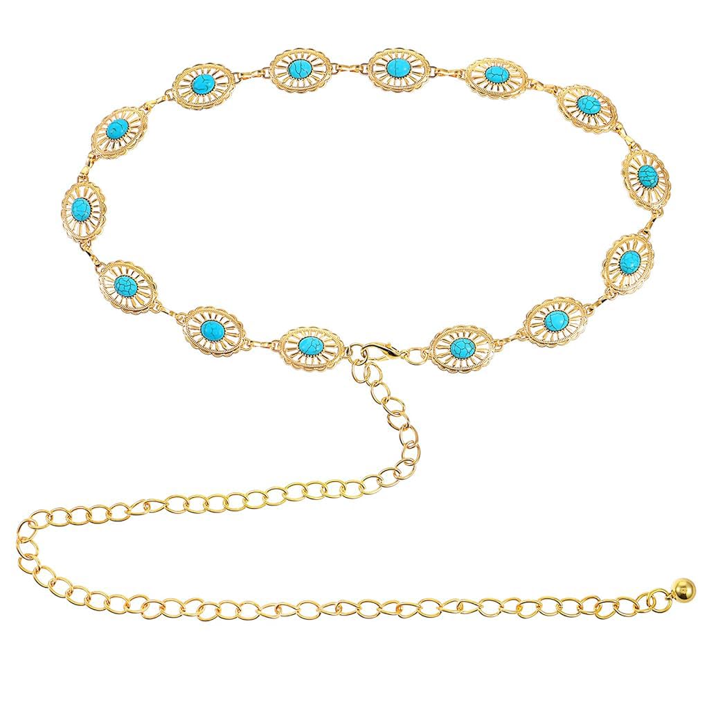 Venzina® Waist Chain for Women Stylish Gold Body Belly Chain Ladies Peacock Blue Beaded Beach Hip Chain for Saree, Crop Tops, Bikinis (B0DF49CZFH) Amazon Price History, Amazon Price Tracker