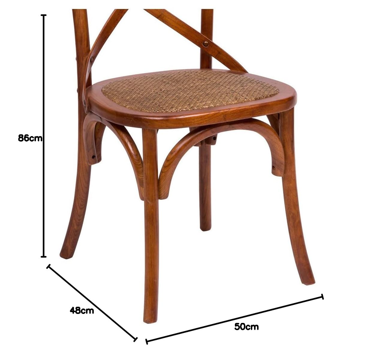 Biscottini Sedie sala da pranzo legno massello 89x50x43 cm - Sedia cucina e soggiorno in rattan - Sedie in legno da esterno e interno - Sedia legno bianca Cross