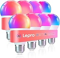 Vista 11 de Lepro B1 Bombillas inteligentes AI - Bombilla LED RGBWW que cambia de color WiFi y Bluetooth funciona con Alexa y Google Assistant, Diseñador