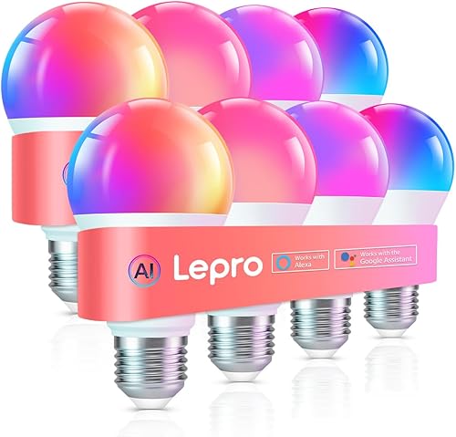 Miniatura 11 de Lepro B1 Bombillas inteligentes AI - Bombilla LED RGBWW que cambia de color WiFi y Bluetooth funciona con Alexa y Google Assistant, Diseñador de