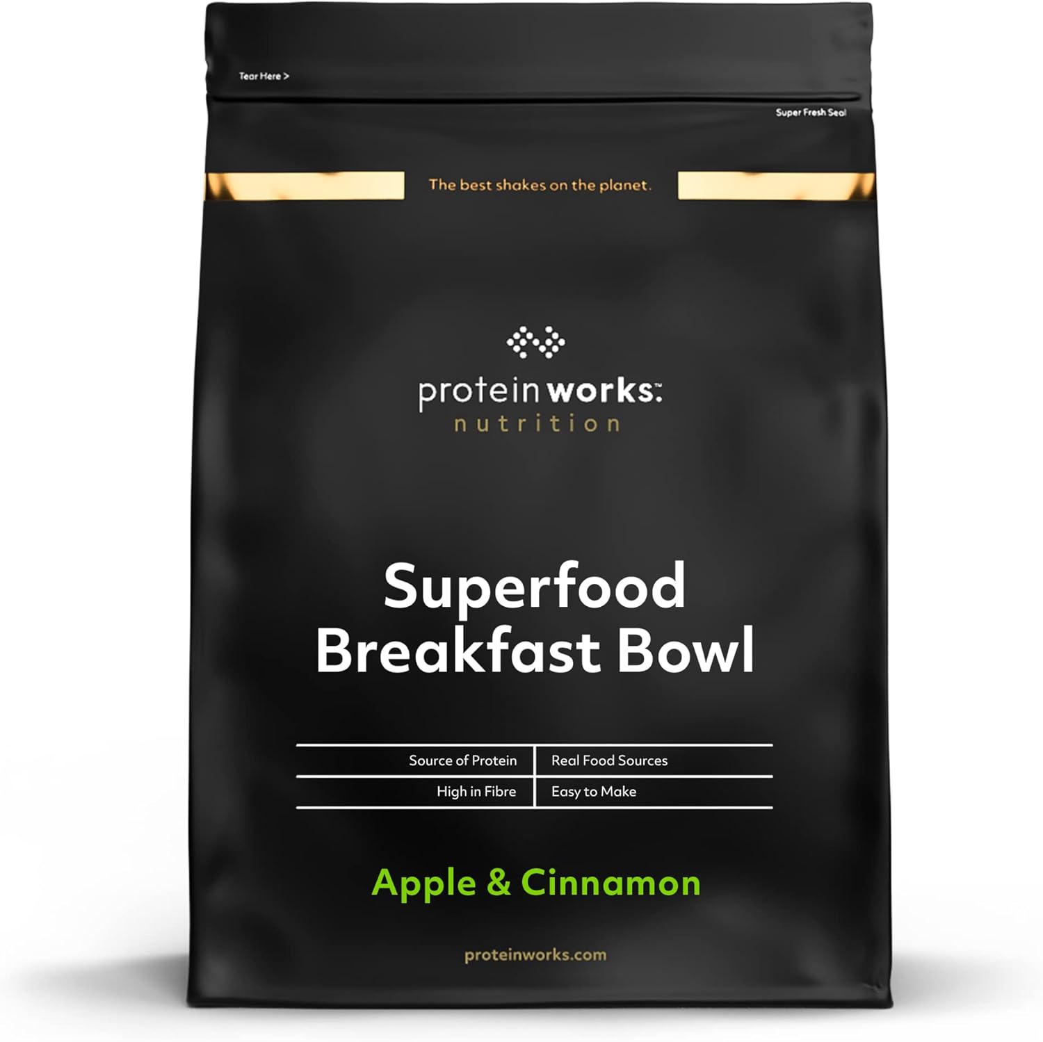 Protein Works – Superfood Breakfast Bowl, Nutrient Dense Natural Breakfast, High Protein Breakfast, High In Fibre, 20 Servings, Apple & Cinnamon Swirl, 1.2kg