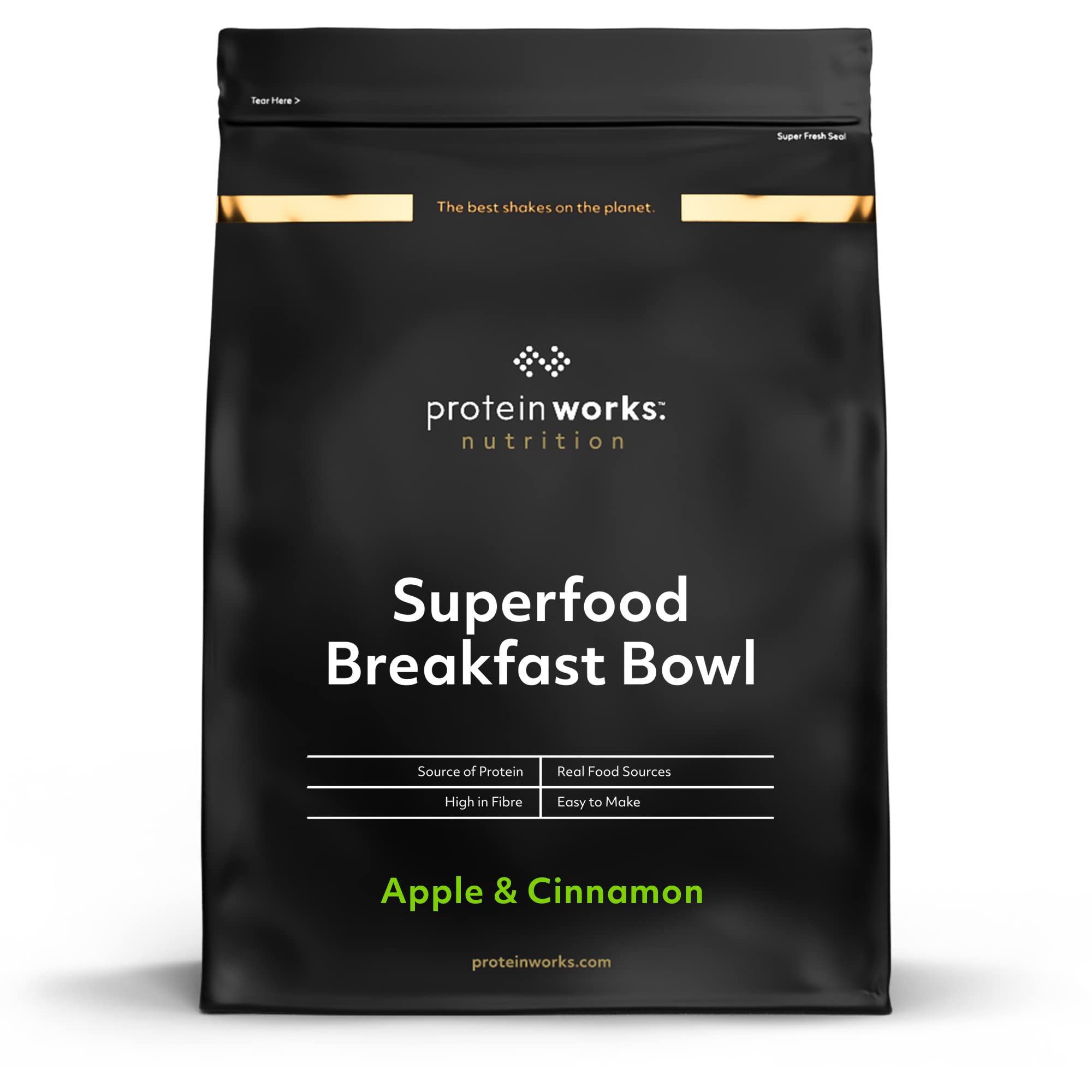 Protein Works - Superfood Breakfast Bowl , Nutrient Dense Natural Breakfast , High Protein Breakfast , High In Fibre , 20 Servings , Apple & Cinnamon Swirl , 1.2kg