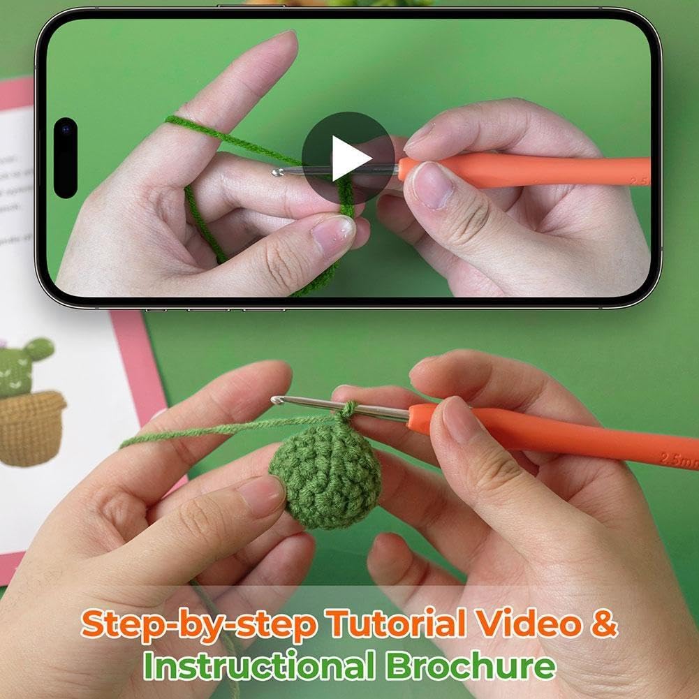 Kit Uncinetto Per Principianti SGIBYN Con Video - Piante Grasse E Amigurumi - Completo Di Filato, Uncino, Accessori