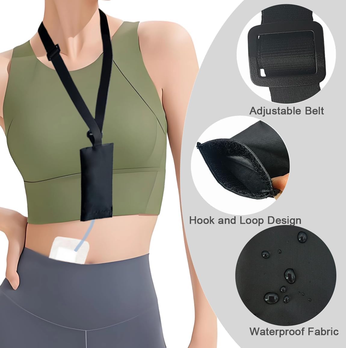 Peritoneal Dialysis Catheter Holder for Baxter,Adjustable PD Catheter Lanyard,PD Transfer Set Catheter Shower Holder for Men Women - Black (3)