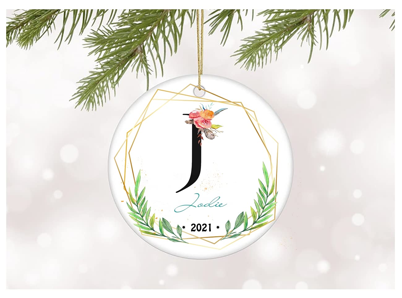Ornament Tree With Name Jodie Gift Rustic Christmas Tree Ornament 2021 Funny Gifts for Dad Mom Men Women Holidays Presents MDF Plastic 3" White